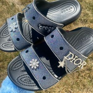 These are crocs sandals custom made with jibbitez on them already